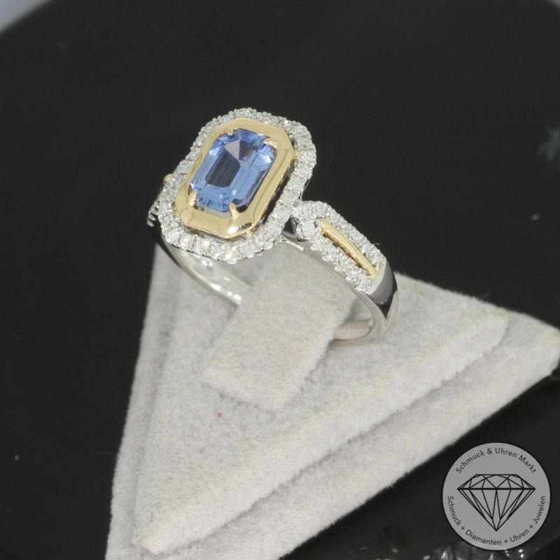 Wert 3490 € Diamant Saphir Ring in 585er 14 K Gelbgold & 950er Platin - 99061