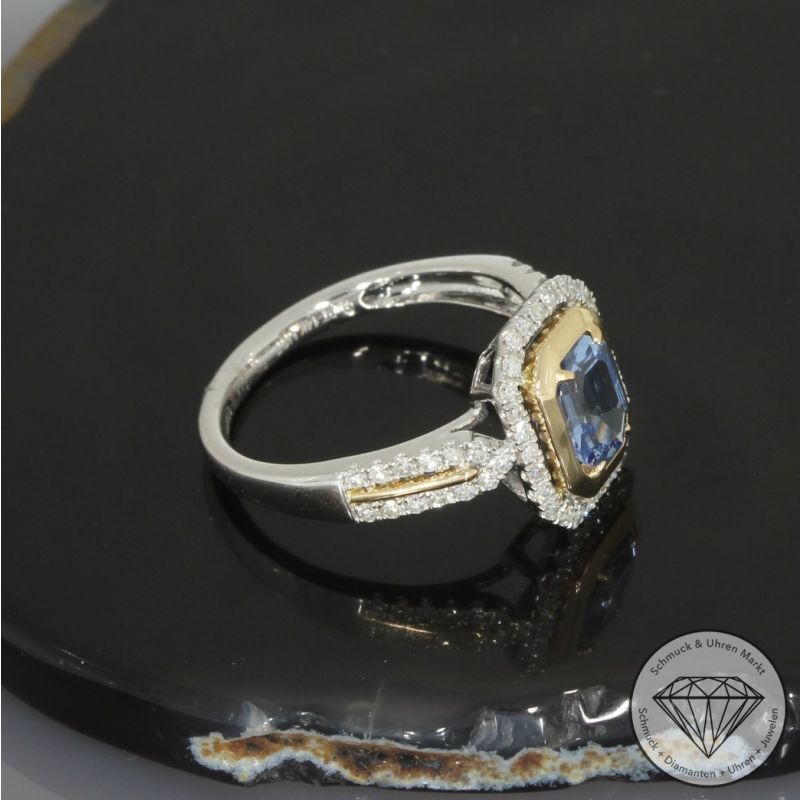 Wert 3490 € Diamant Saphir Ring in 585er 14 K Gelbgold & 950er Platin - 99061