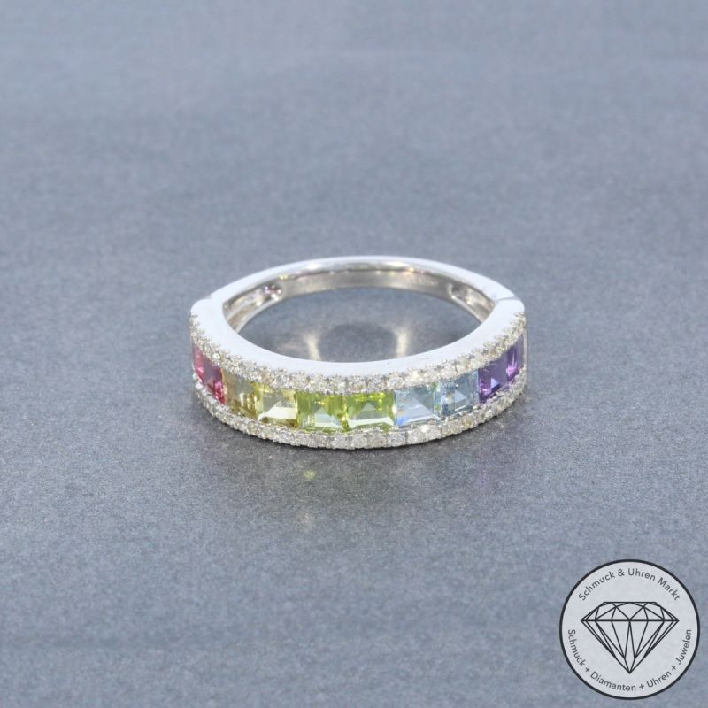 Wert 2450 € Diamant Farbedelstein Ring in 585er 14 K Weißgold - 99073