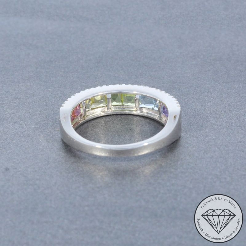 Wert 2450 € Diamant Farbedelstein Ring in 585er 14 K Weißgold - 99073