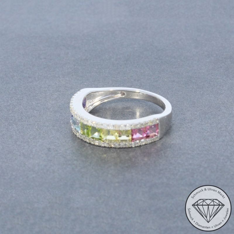 Wert 2450 € Diamant Farbedelstein Ring in 585er 14 K Weißgold - 99073