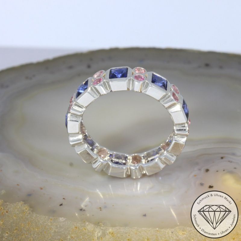 Wert 3390 € Saphir Turmalin Ring in 750er 18 K Weißgold - 99074