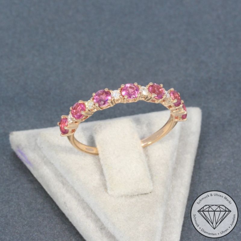 Wert 1490 € Diamant Turmalin Ring in 585er 14 K Rosegold - 99075