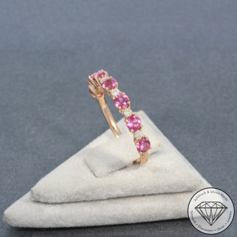 Wert 1490 € Diamant Turmalin Ring in 585er 14 K Rosegold - 99075