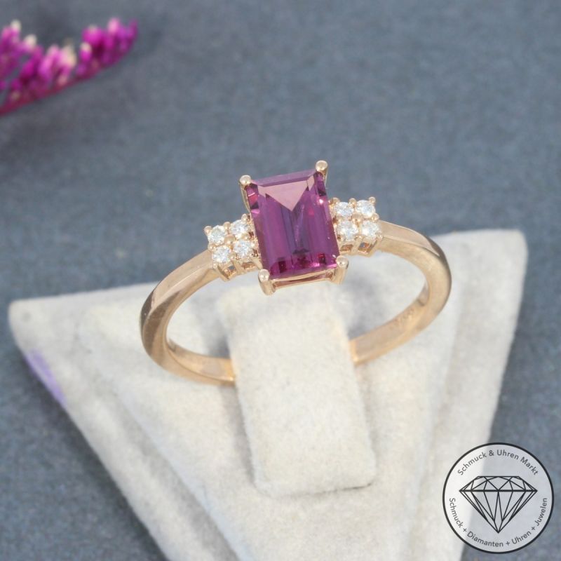 Wert 1490 € Brillant Turmalin Ring in 585er 14 K Roségold - 99083