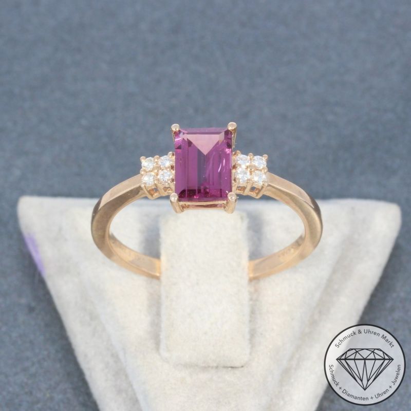 Wert 1490 € Brillant Turmalin Ring in 585er 14 K Roségold - 99083