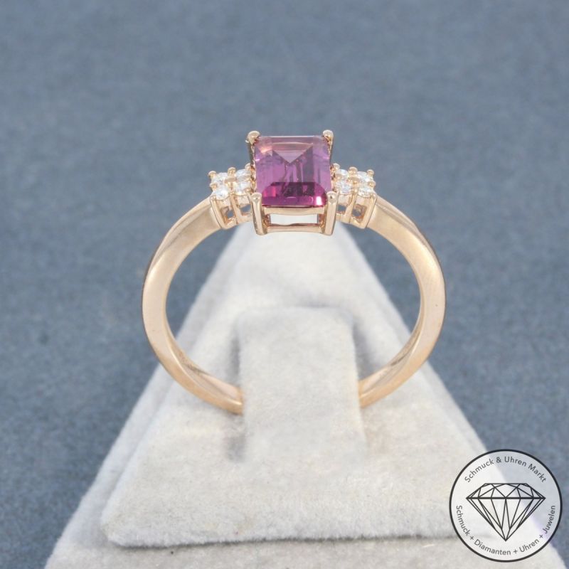 Wert 1490 € Brillant Turmalin Ring in 585er 14 K Roségold - 99083
