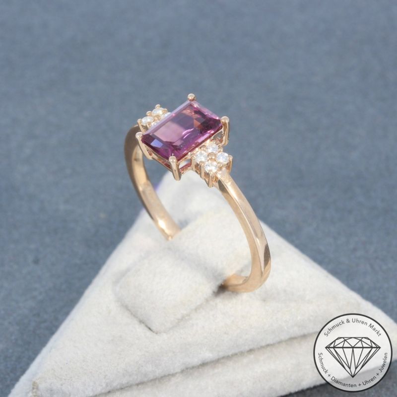 Wert 1490 € Brillant Turmalin Ring in 585er 14 K Roségold - 99083