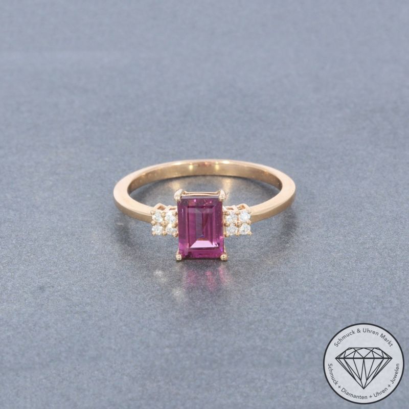 Wert 1490 € Brillant Turmalin Ring in 585er 14 K Roségold - 99083