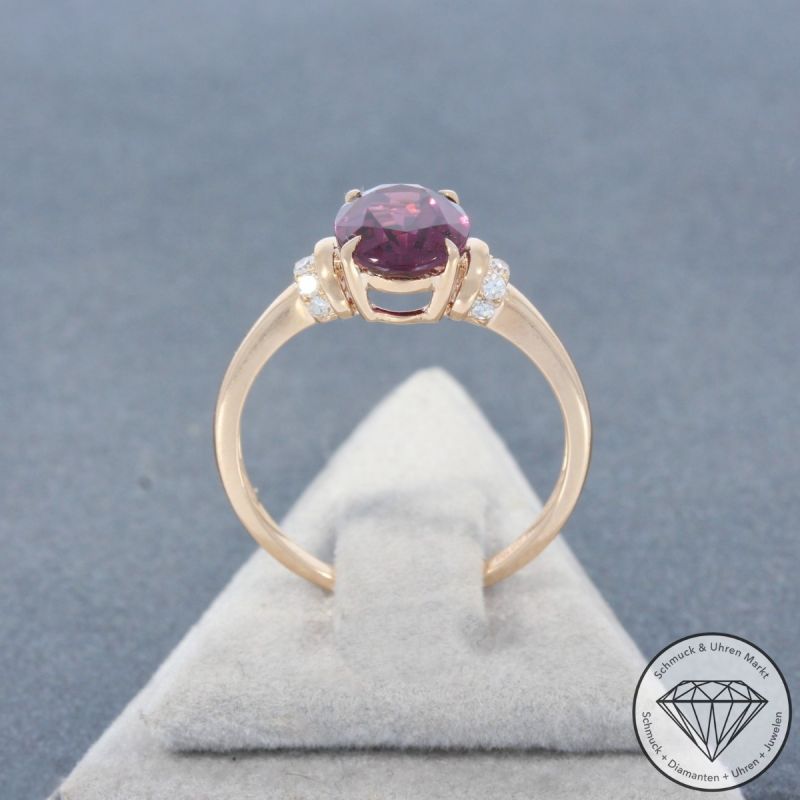 Sale! Wert 1490 € Diamant Rhodolith Ring in 585er 14 K Roségold - 99084