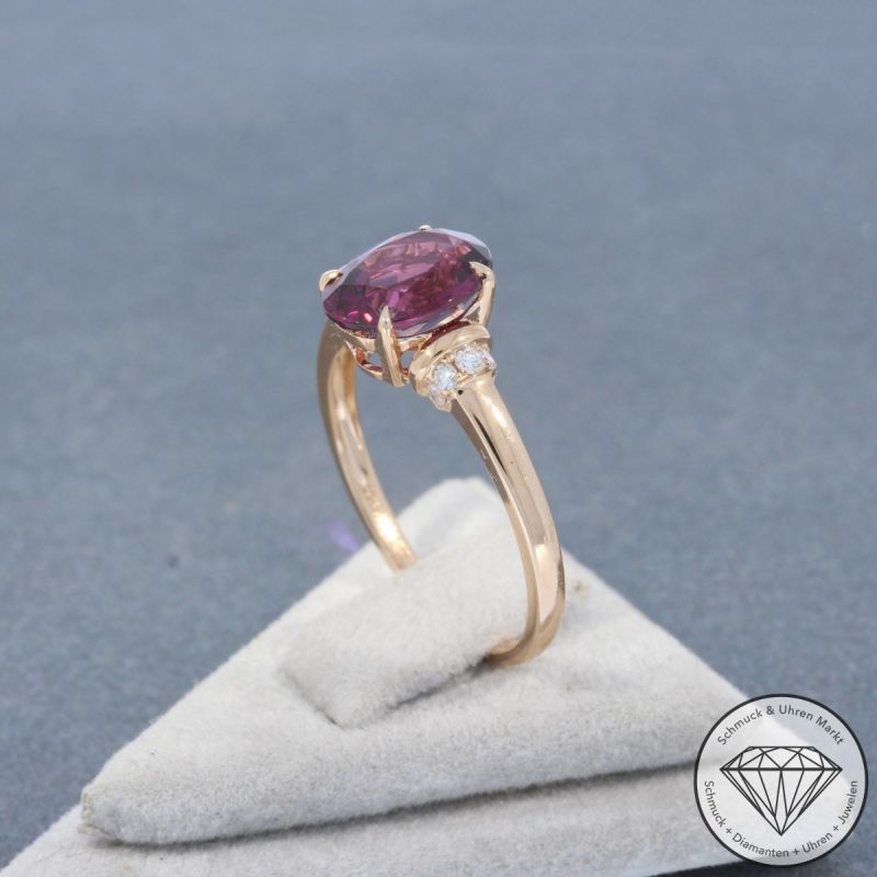 Sale! Wert 1490 € Diamant Rhodolith Ring in 585er 14 K Roségold - 99084