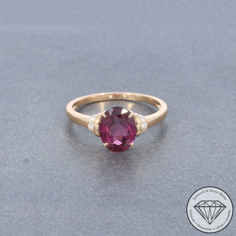 Sale! Wert 1490 € Diamant Rhodolith Ring in 585er 14 K Roségold - 99084