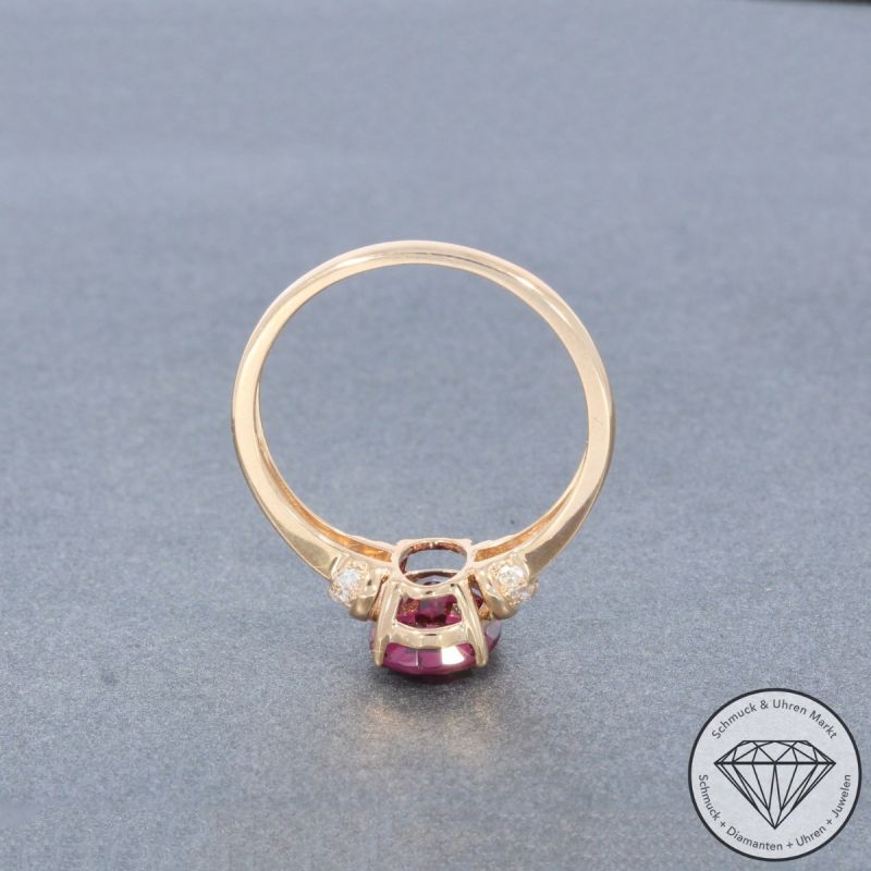 Sale! Wert 1490 € Diamant Rhodolith Ring in 585er 14 K Roségold - 99084
