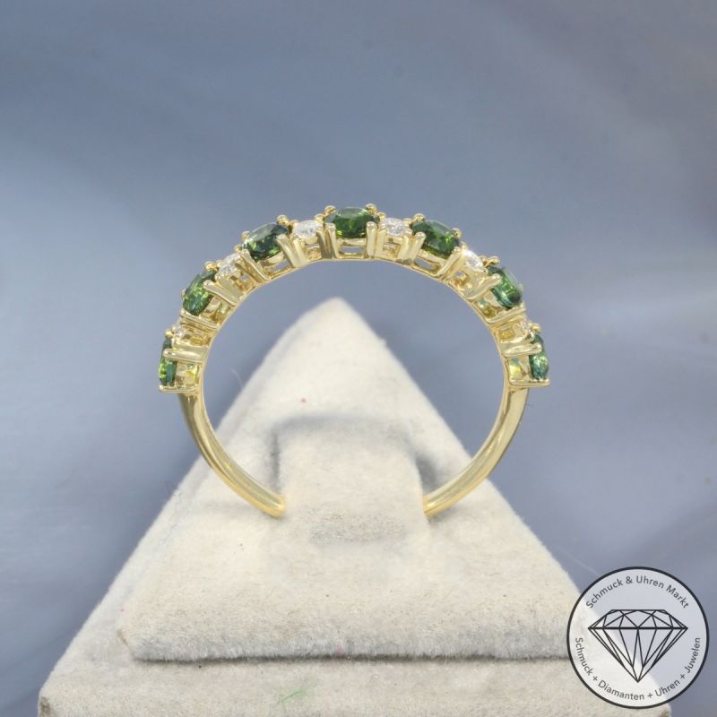 Wert 1590 € Brillant Turmalin Ring in 585er 14 K Gelbgold - 99093