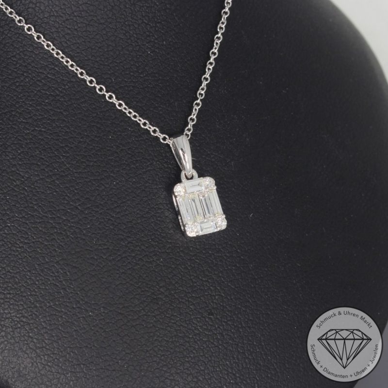 Wert 2150 € Brillant Diamant Anhänger & Kette in 585er 14 K Weißgold - 99099