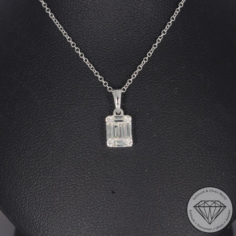 Wert 2150 € Brillant Diamant Anhänger & Kette in 585er 14 K Weißgold - 99099