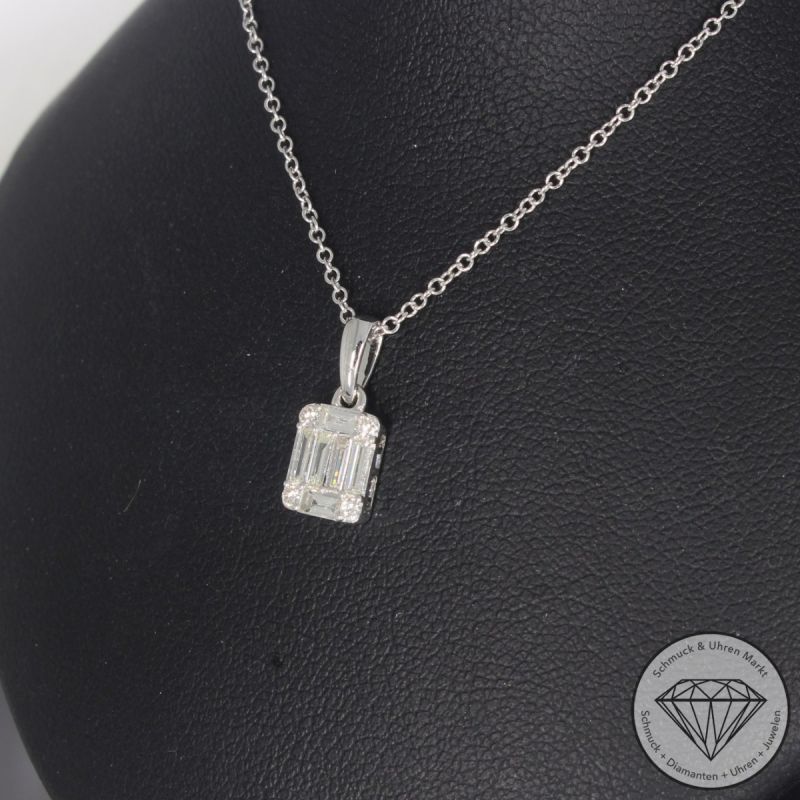 Wert 2150 € Brillant Diamant Anhänger & Kette in 585er 14 K Weißgold - 99099