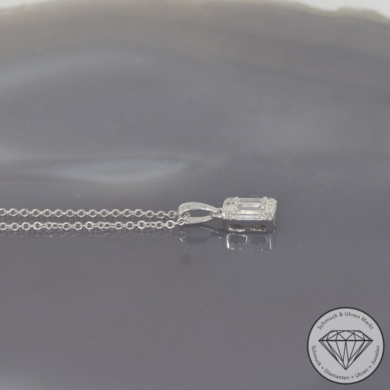 Wert 2150 € Brillant Diamant Anhänger & Kette in 585er 14 K Weißgold - 99099