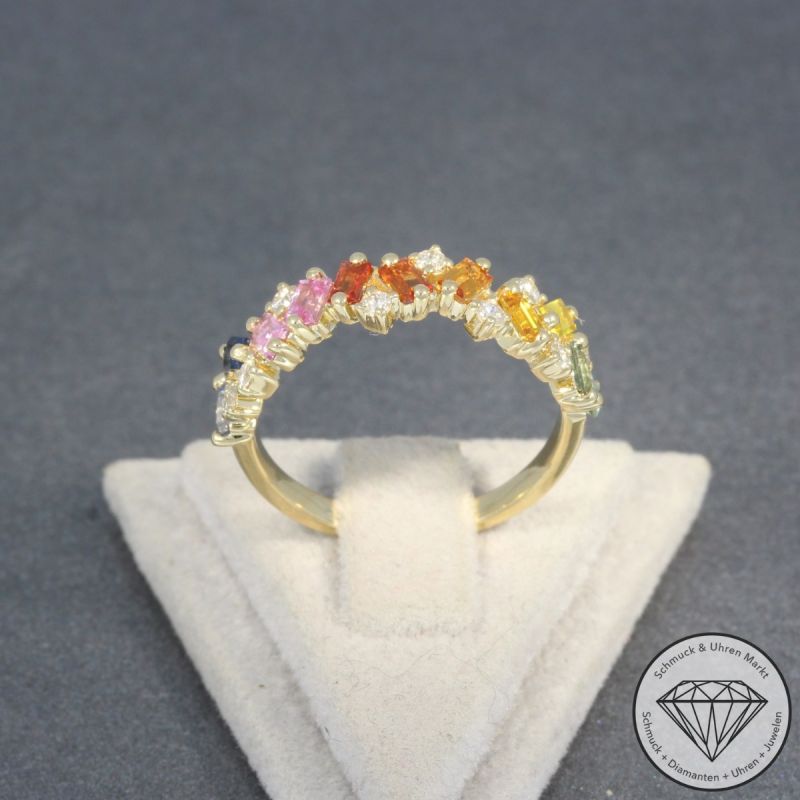 Wert 1990 € Brillant Saphir Ring in 585er 14 K Gelbgold - H747