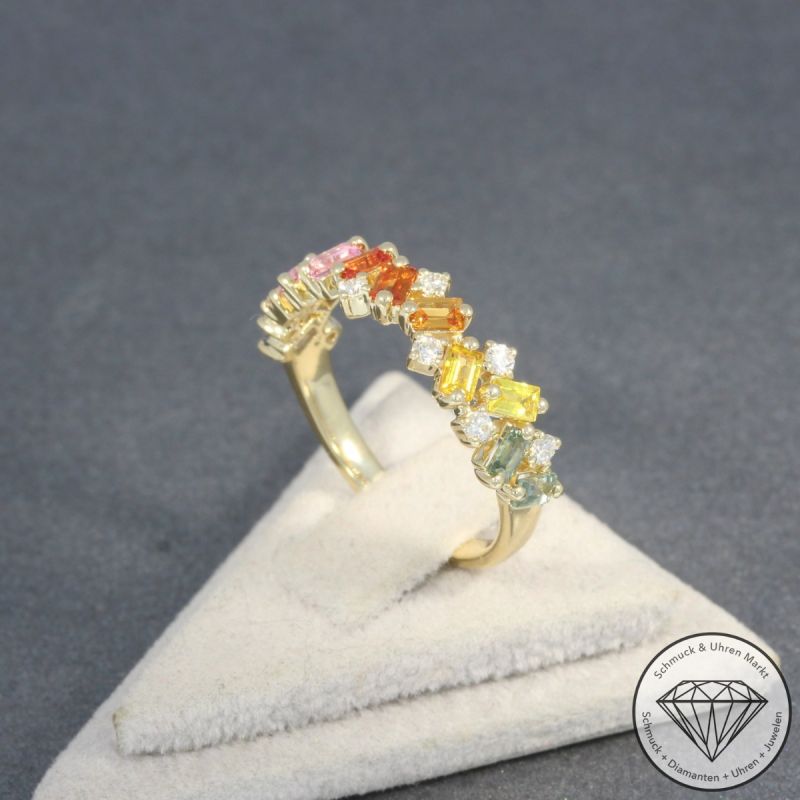 Wert 1990 € Brillant Saphir Ring in 585er 14 K Gelbgold - H747