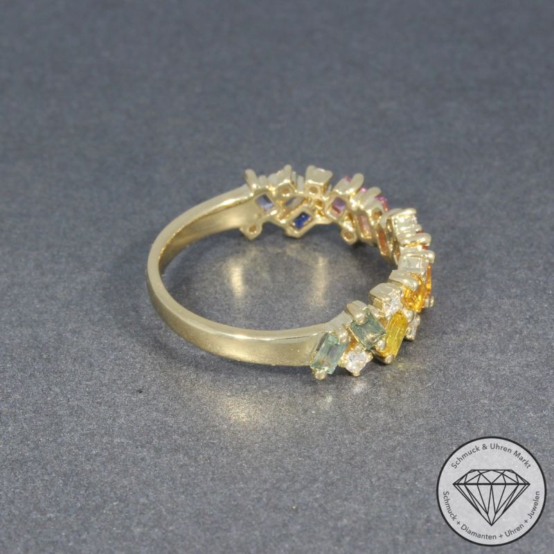Wert 1990 € Brillant Saphir Ring in 585er 14 K Gelbgold - H747