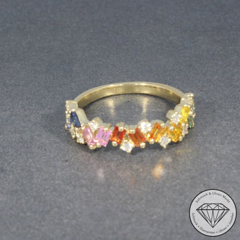 Wert 1990 € Brillant Saphir Ring in 585er 14 K Gelbgold - H747