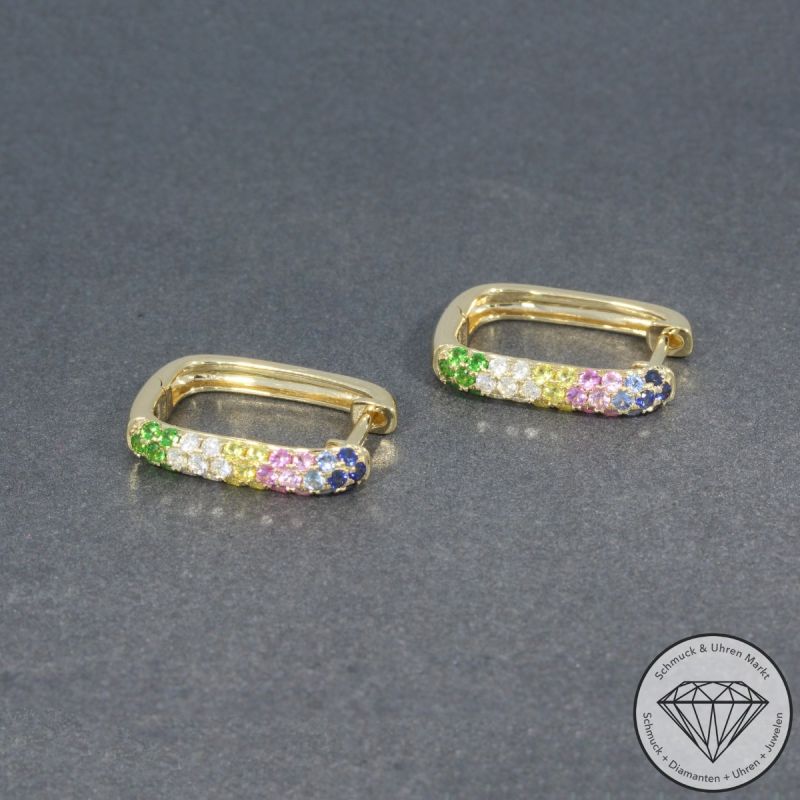 Wert 2390 € Brillant Saphir Tsavorite Creolen in 585er 14 K Gelbgold - H744
