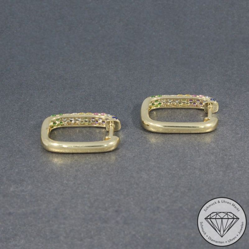 Wert 2390 € Brillant Saphir Tsavorite Creolen in 585er 14 K Gelbgold - H744