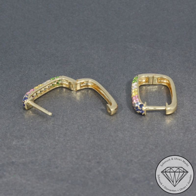 Wert 2390 € Brillant Saphir Tsavorite Creolen in 585er 14 K Gelbgold - H744