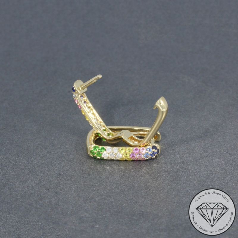 Wert 2390 € Brillant Saphir Tsavorite Creolen in 585er 14 K Gelbgold - H744