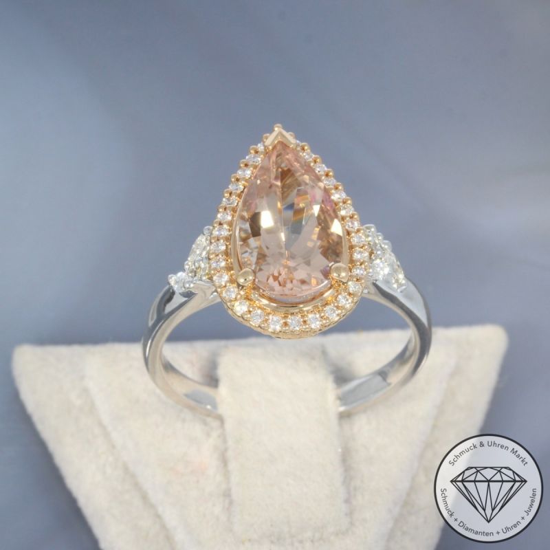 Wert 3940 € Bicolor Brillant Morganit Ring in 750er 18 K Gold - 99132