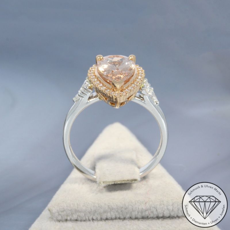 Wert 3940 € Bicolor Brillant Morganit Ring in 750er 18 K Gold - 99132