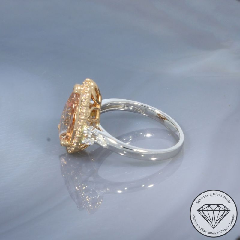 Wert 3940 € Bicolor Brillant Morganit Ring in 750er 18 K Gold - 99132