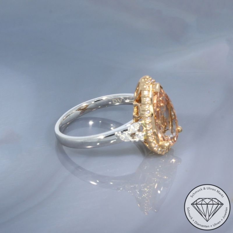 Wert 3940 € Bicolor Brillant Morganit Ring in 750er 18 K Gold - 99132