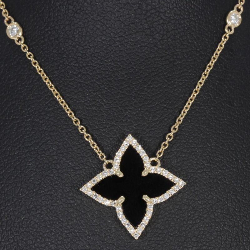 Wert 2290 € Brillant Diamant Onyx Collier in 585er 14 K Gelbgold - 99133