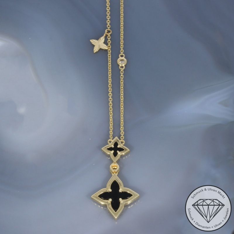 Wert 2750 € Brillant Diamant Onyx Collier in 585er 14 K Gelbgold - 99135