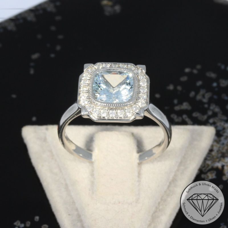 Wert 2850 € Brillant Aquamarin Ring in 750er 18 K Weißgold - 99141