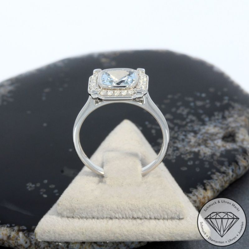 Wert 2850 € Brillant Aquamarin Ring in 750er 18 K Weißgold - 99141