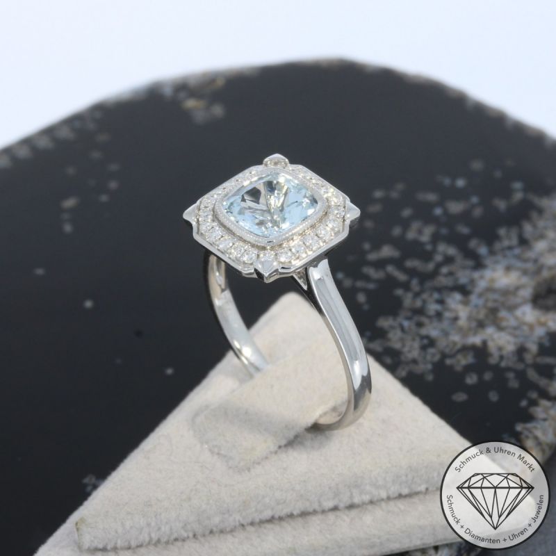 Wert 2850 € Brillant Aquamarin Ring in 750er 18 K Weißgold - 99141