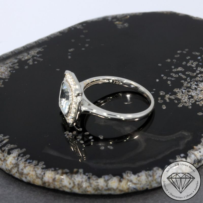 Wert 2850 € Brillant Aquamarin Ring in 750er 18 K Weißgold - 99141