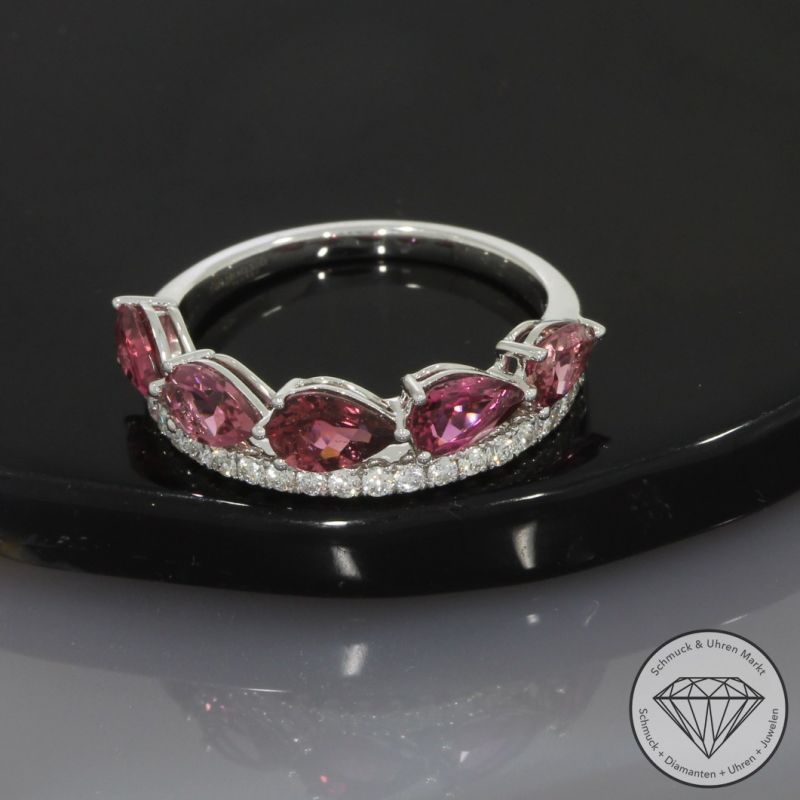 Wert 2290 € Brillant Turmalin Ring in 585er 14 K Weißgold - 99143