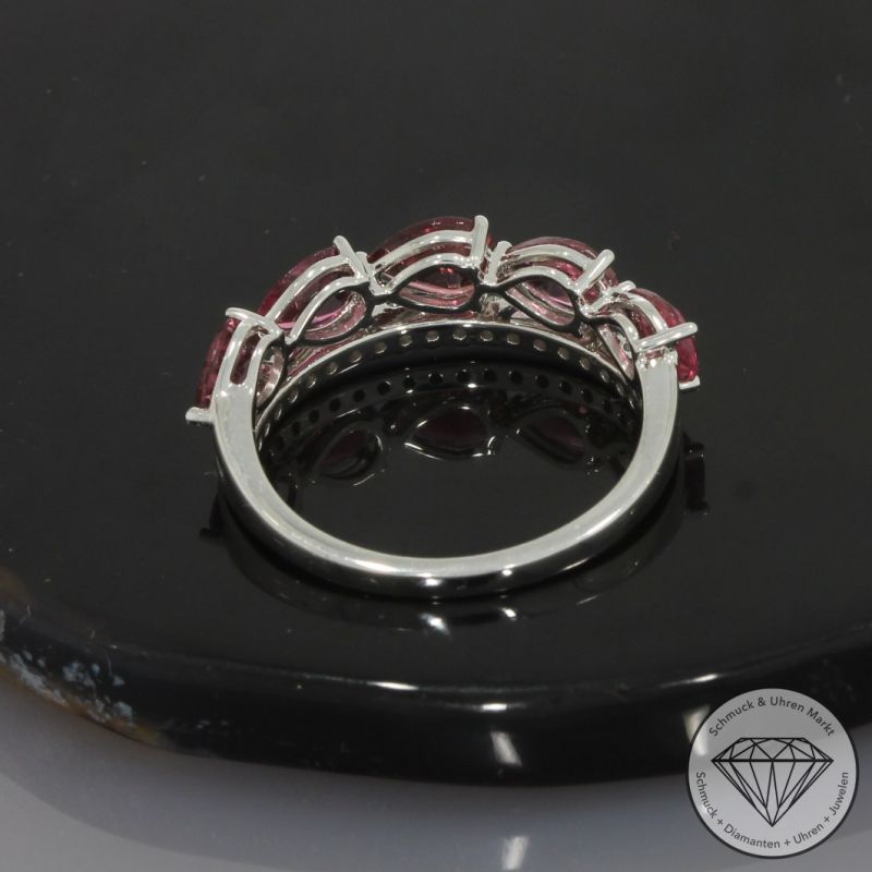 Wert 2290 € Brillant Turmalin Ring in 585er 14 K Weißgold - 99143