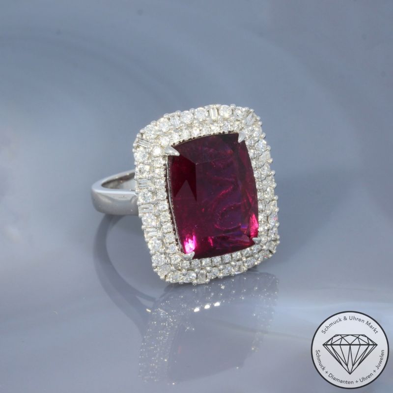 Wert 26750 € Brillant Diamant Turmalin Ring in 585er 14 K Weißgold - 99146