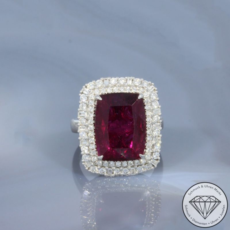 Wert 26750 € Brillant Diamant Turmalin Ring in 585er 14 K Weißgold - 99146