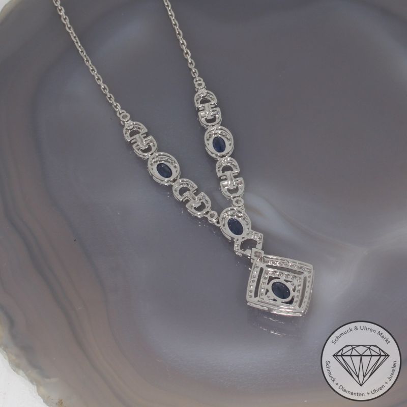 Wert 12550 € Brillant Saphir Collier in 750er 18 K Weißgold - 99151