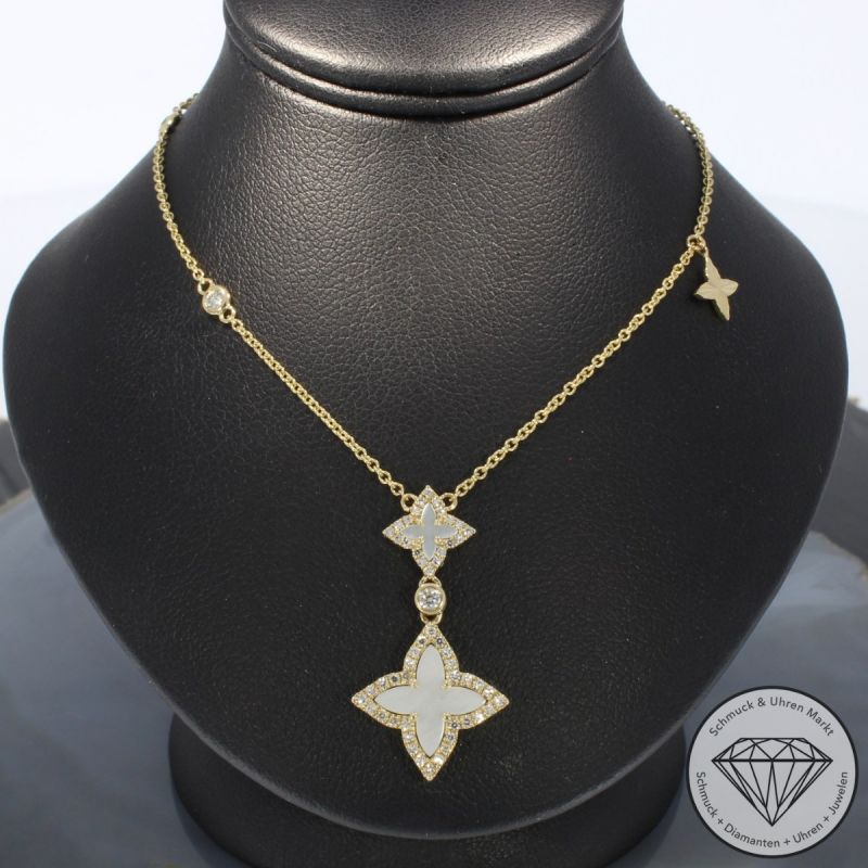 Wert 2750 € Brillant Diamant Perlmutt Collier in 585er 14 K Gelbgold - 99154
