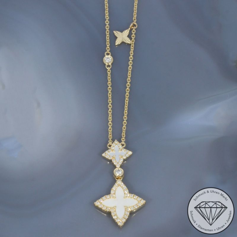 Wert 2750 € Brillant Diamant Perlmutt Collier in 585er 14 K Gelbgold - 99154