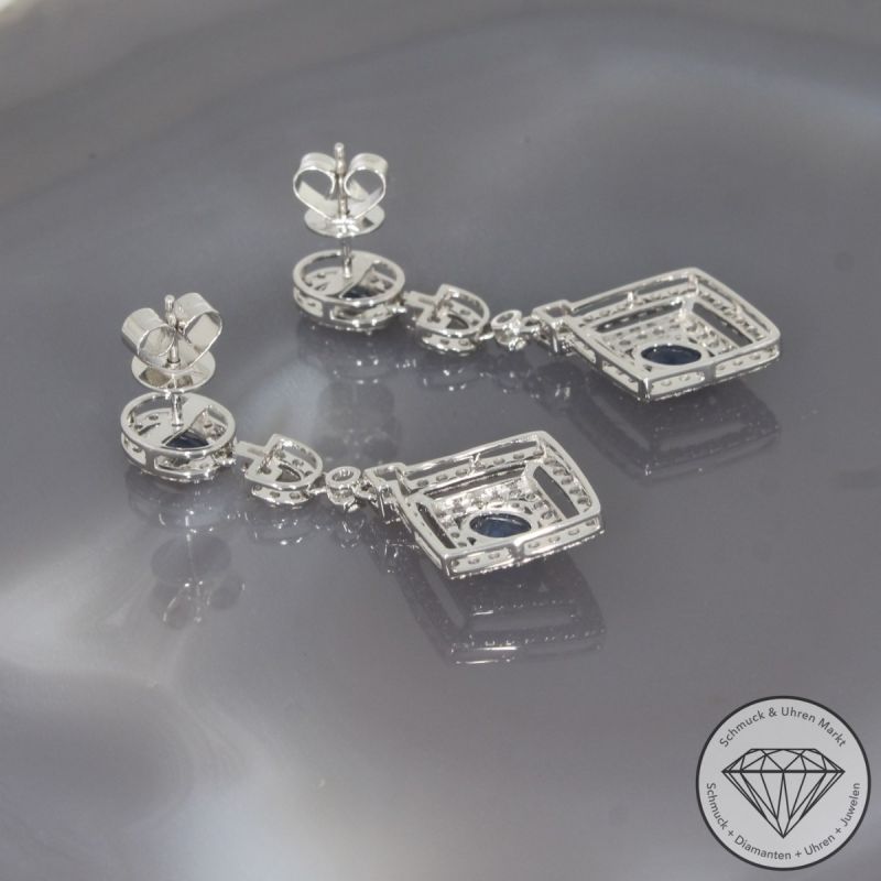 Wert 8050 € Brillant Saphir Ohrringe in 750er 18 K Weißgold - 99155