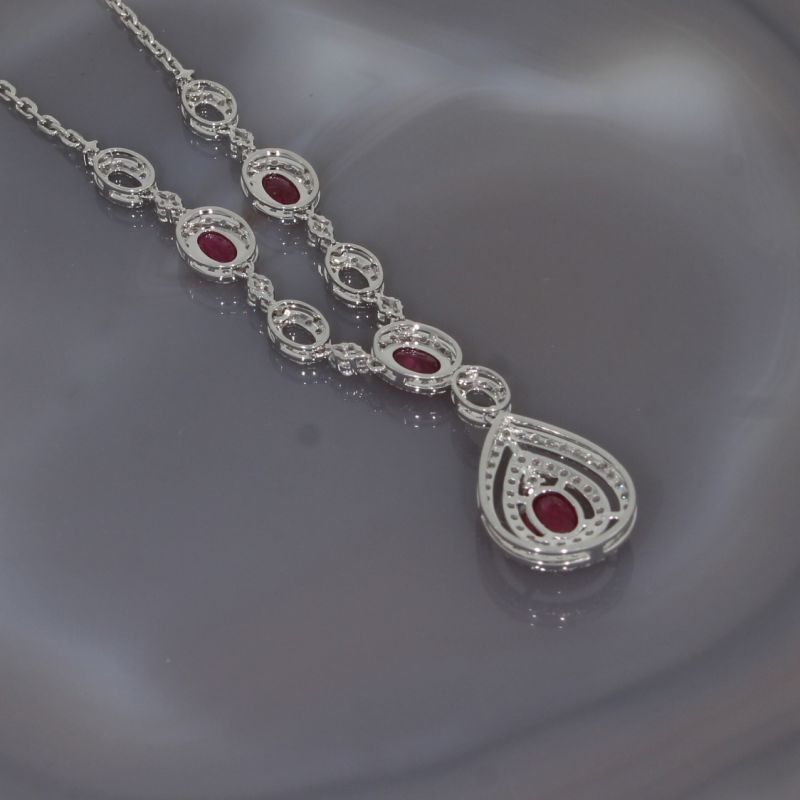Wert 11950 € Brillant Rubin Collier in 750er 18 K Weißgold - 99159