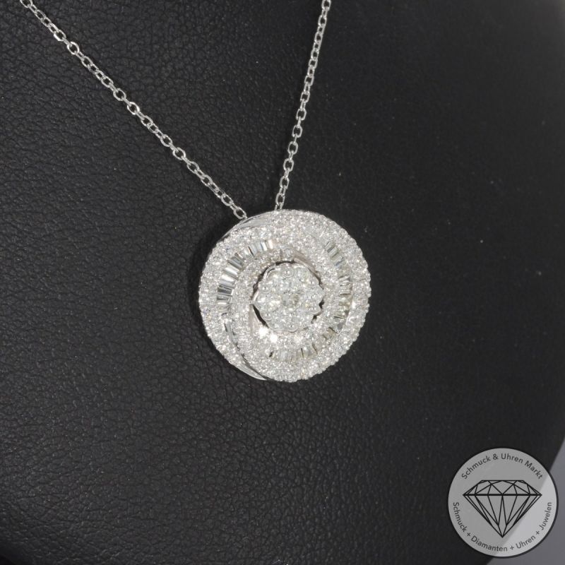 Wert 4150 € Brillant Diamant Anhänger & Kette in 585er 14 K Weißgold - 99167